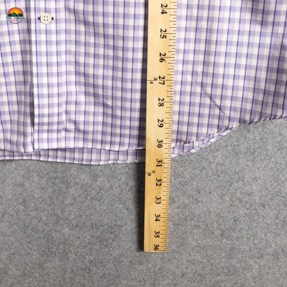 Banana Republic Dress Shirt Purple Plaid Classic Fit Long Sleeve Men's Large - Picture 7 of 10
